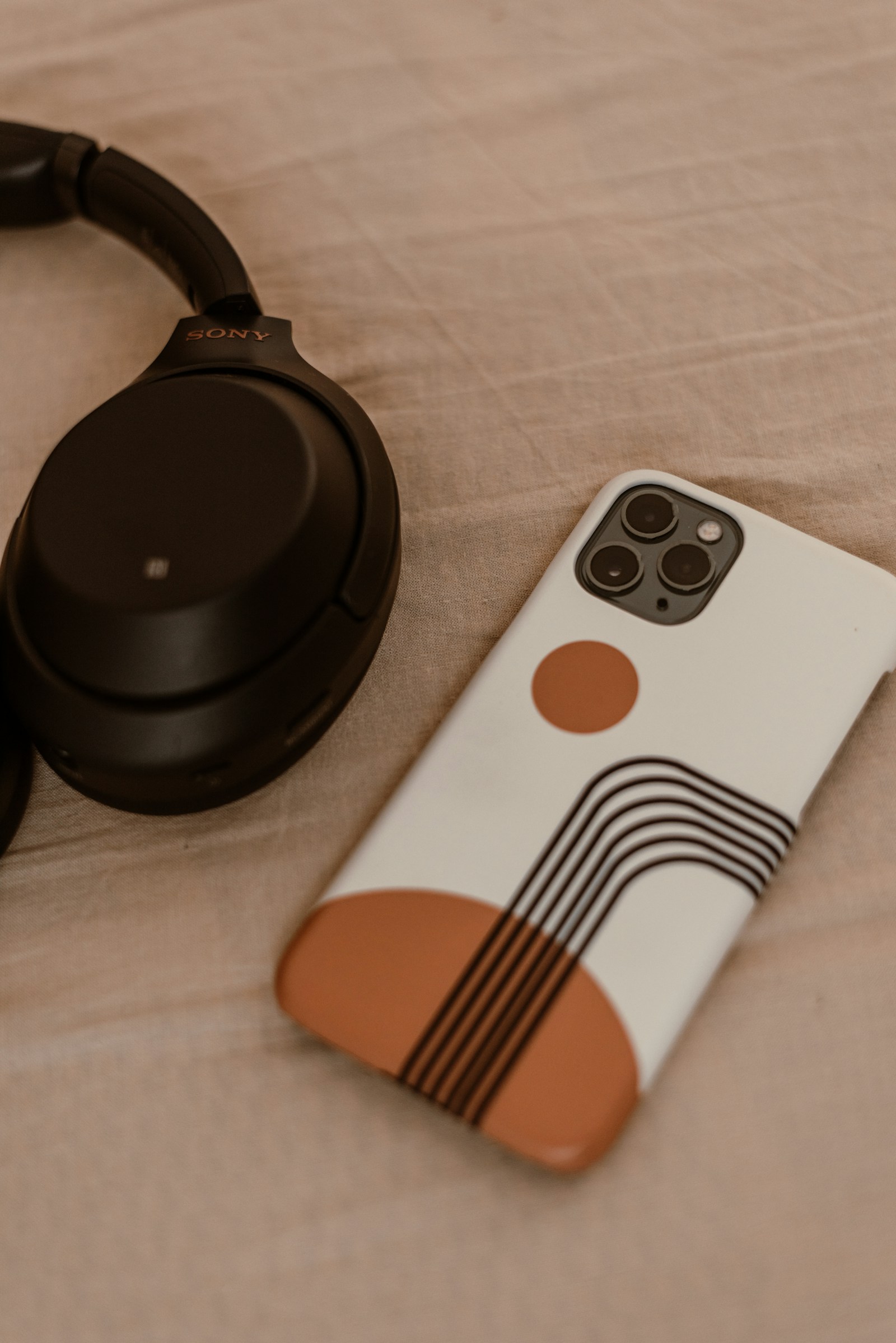 Phone case product decorated with a graphic